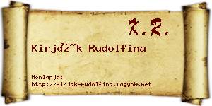 Kirják Rudolfina névjegykártya